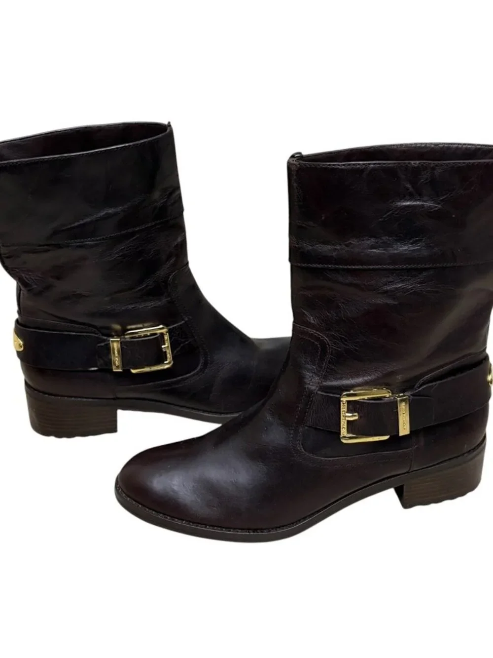 MICHAEL KORS Leather Boots Designer Calf Ankle Brown Shoes Womens 10